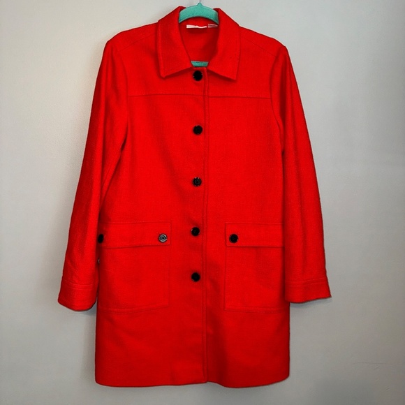 EUC Anthropologie Maeve Textured Peacoat Pea Coat Jacket Red Size 8 - Picture 6 of 15